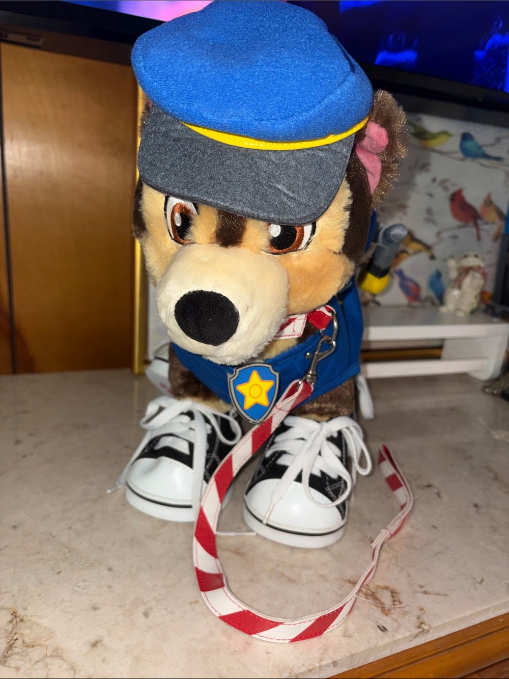Nickelodeon Blue Police Pup Plush with Red-White Leash